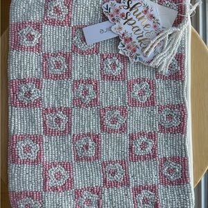 Gorgeous Beaded Pink and White Clutch or make up bag